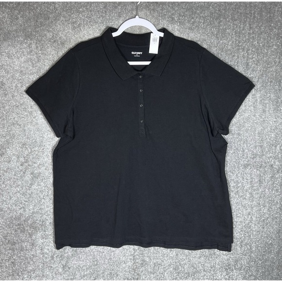 Old Navy Short Sleeve Polo‎ Shirt Womens Size 2X Black Stretch Side Slits New - Picture 1 of 7